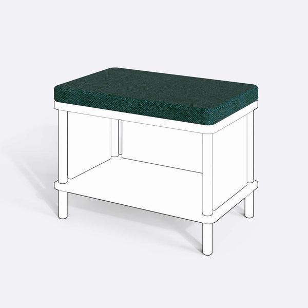 Gerel ve Waljan Bench Kılıfı - 60 x 38 (Süngerli), Keten Petrol kumaş kılıf, ürün çizimi üzerinde renk ve doku gösterimi