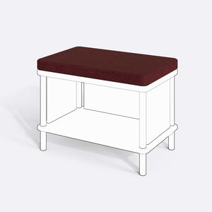 Gerel ve Waljan Bench Kılıfı - 60 x 38 (Süngerli), Keten Bordo kumaş kılıf, ürün çizimi üzerinde renk ve doku gösterimi