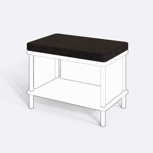 Gerel ve Waljan Bench Kılıfı - 60 x 38 (Süngerli), Keten Siyah kumaş kılıf, ürün çizimi üzerinde renk ve doku gösterimi