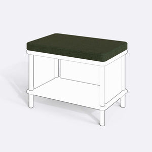 Gerel ve Waljan Bench Kılıfı - 60 x 38 (Süngerli), Keten Yeşil kumaş kılıf, ürün çizimi üzerinde renk ve doku gösterimi