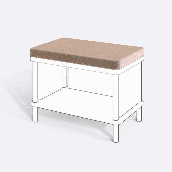 Gerel ve Waljan Bench Kılıfı - 60 x 38 (Süngerli), Kadife Kum kumaş kılıf, ürün çizimi üzerinde renk ve doku gösterimi