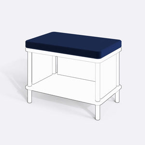 Gerel ve Waljan Bench Kılıfı - 60 x 38 (Süngerli), Kadife Lacivert kumaş kılıf, ürün çizimi üzerinde renk ve doku gösterimi