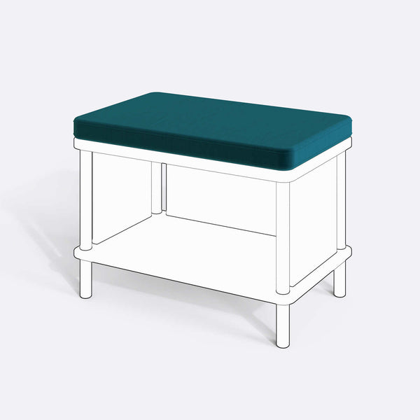Gerel ve Waljan Bench Kılıfı - 60 x 38 (Süngerli), Kadife Petrol kumaş kılıf, ürün çizimi üzerinde renk ve doku gösterimi