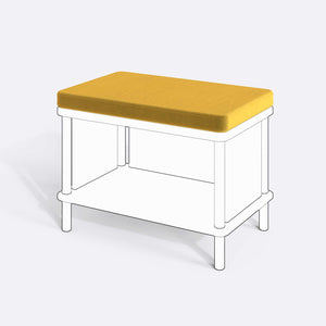 Gerel ve Waljan Bench Kılıfı - 60 x 38 (Süngerli), Kadife Sarı kumaş kılıf, ürün çizimi üzerinde renk ve doku gösterimi