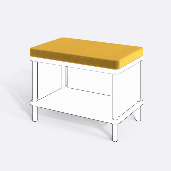 Gerel ve Waljan Bench Kılıfı - 60 x 38 (Süngerli), Kadife Sarı kumaş kılıf, ürün çizimi üzerinde renk ve doku gösterimi
