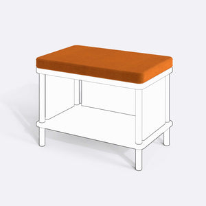 Gerel ve Waljan Bench Kılıfı - 60 x 38 (Süngersiz), Kadife Badem kumaş kılıf, ürün çizimi üzerinde renk ve doku gösterimi