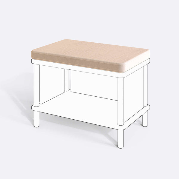Gerel ve Waljan Bench Kılıfı - 60 x 38 (Süngersiz), Kadife Ekru kumaş kılıf, ürün çizimi üzerinde renk ve doku gösterimi