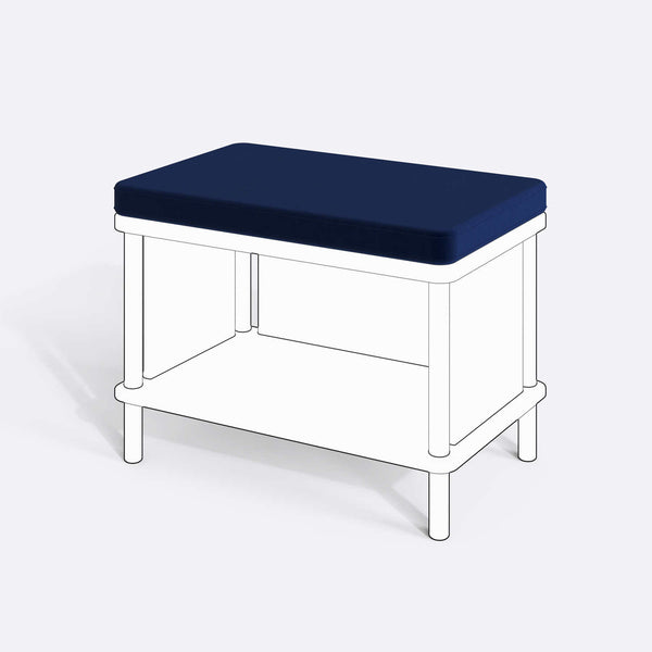 Gerel ve Waljan Bench Kılıfı - 60 x 38 (Süngersiz), Kadife Lacivert kumaş kılıf, ürün çizimi üzerinde renk ve doku gösterimi