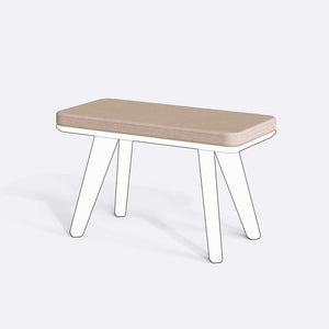 Han, Dorrin, Waljan, Gerel ve Kyran Bench Kılıfı - 80 x 38 (Süngerli), Keten Ekru kumaş kılıf, ürün çizimi üzerinde renk ve doku gösterimi