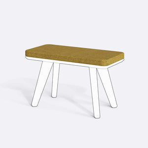 Han, Dorrin, Waljan, Gerel ve Kyran Bench Kılıfı - 80 x 38 (Süngerli), Keten Sarı kumaş kılıf, ürün çizimi üzerinde renk ve doku gösterimi