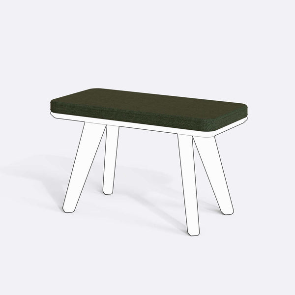 Han, Dorrin, Waljan, Gerel ve Kyran Bench Kılıfı - 80 x 38 (Süngerli), Keten Yeşil kumaş kılıf, ürün çizimi üzerinde renk ve doku gösterimi