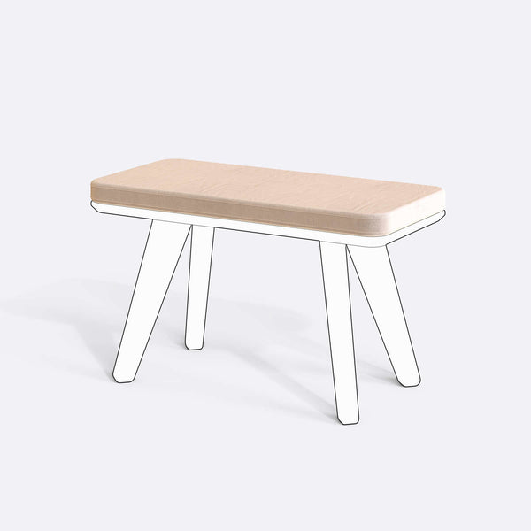 Han, Dorrin, Waljan, Gerel ve Kyran Bench Kılıfı - 80 x 38 (Süngerli), Kadife Ekru kumaş kılıf, ürün çizimi üzerinde renk ve doku gösterimi