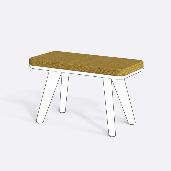 Han, Dorrin, Waljan, Gerel ve Kyran Bench Kılıfı - 80 x 38 (Süngersiz), Keten Sarı kumaş kılıf, ürün çizimi üzerinde renk ve doku gösterimi