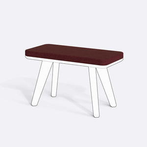 Han, Dorrin, Waljan, Gerel ve Kyran Bench Kılıfı - 80 x 38 (Süngersiz), Keten Bordo kumaş kılıf, ürün çizimi üzerinde renk ve doku gösterimi