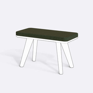 Han, Dorrin, Waljan, Gerel ve Kyran Bench Kılıfı - 80 x 38 (Süngersiz), Keten Yeşil kumaş kılıf, ürün çizimi üzerinde renk ve doku gösterimi