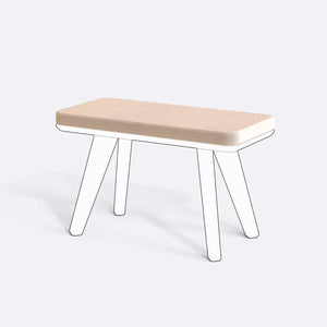 Han, Dorrin, Waljan, Gerel ve Kyran Bench Kılıfı - 80 x 38 (Süngersiz), Kadife Ekru kumaş kılıf, ürün çizimi üzerinde renk ve doku gösterimi