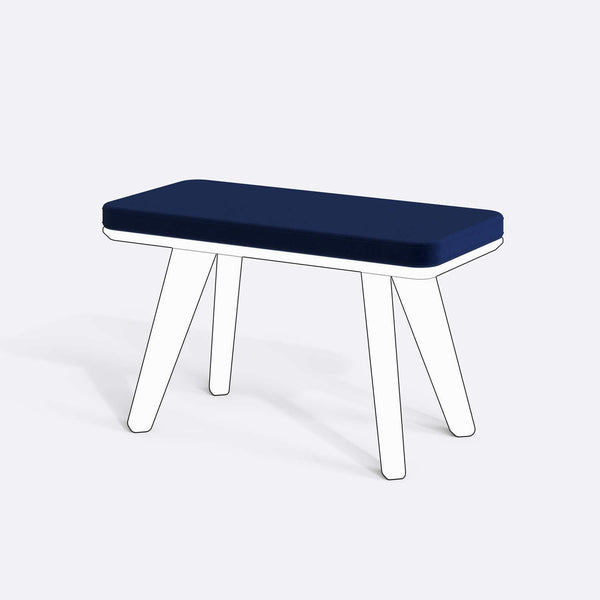 Han, Dorrin, Waljan, Gerel ve Kyran Bench Kılıfı - 80 x 38 (Süngersiz), Kadife Lacivert kumaş kılıf, ürün çizimi üzerinde renk ve doku gösterimi
