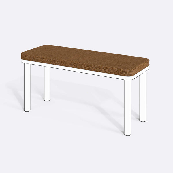 Han, Dorrin, Waljan, Gerel ve Kyran Bench Kılıfı - 100 x 38 (Süngerli), Keten Badem kumaş kılıf, ürün çizimi üzerinde renk ve doku gösterimi