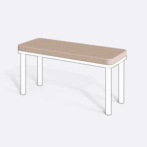 Han, Dorrin, Waljan, Gerel ve Kyran Bench Kılıfı - 100 x 38 (Süngerli), Keten Ekru kumaş kılıf, ürün çizimi üzerinde renk ve doku gösterimi