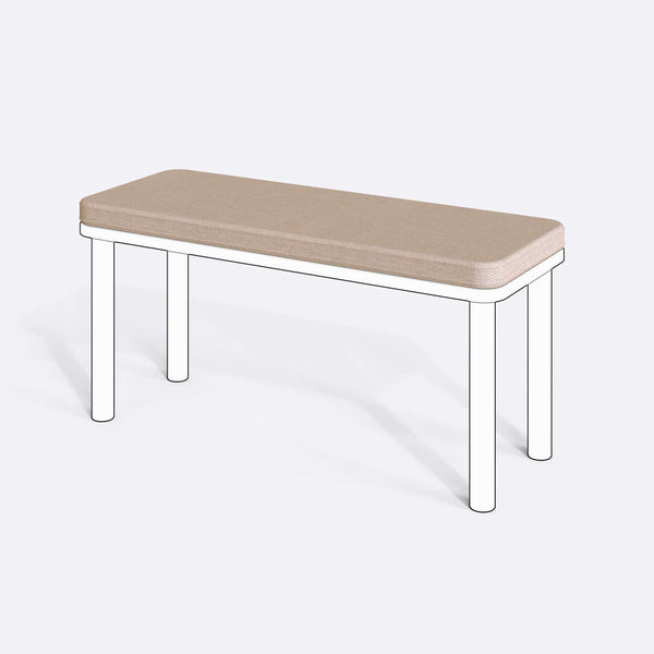 Han, Dorrin, Waljan, Gerel ve Kyran Bench Kılıfı - 100 x 38 (Süngerli), Keten Ekru kumaş kılıf, ürün çizimi üzerinde renk ve doku gösterimi