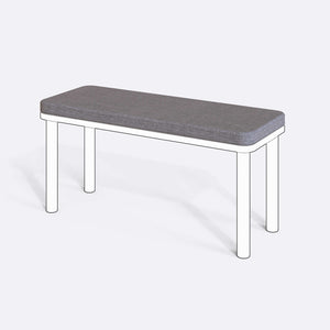 Han, Dorrin, Waljan, Gerel ve Kyran Bench Kılıfı - 100 x 38 (Süngerli), Keten Gri kumaş kılıf, ürün çizimi üzerinde renk ve doku gösterimi