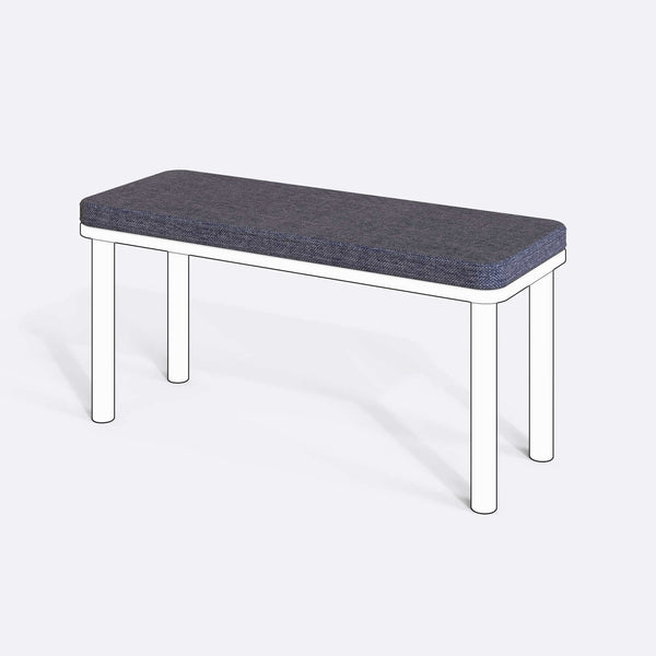 Han, Dorrin, Waljan, Gerel ve Kyran Bench Kılıfı - 100 x 38 (Süngerli), Keten Kül kumaş kılıf, ürün çizimi üzerinde renk ve doku gösterimi