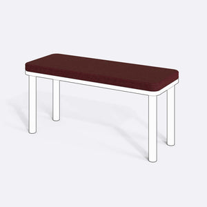 Han, Dorrin, Waljan, Gerel ve Kyran Bench Kılıfı - 100 x 38 (Süngerli), Keten Bordo kumaş kılıf, ürün çizimi üzerinde renk ve doku gösterimi