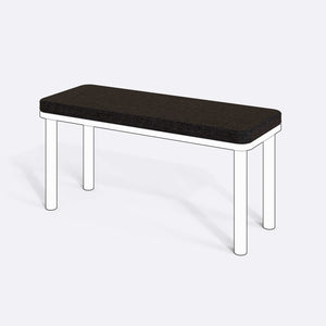 Han, Dorrin, Waljan, Gerel ve Kyran Bench Kılıfı - 100 x 38 (Süngerli), Keten Siyah kumaş kılıf, ürün çizimi üzerinde renk ve doku gösterimi