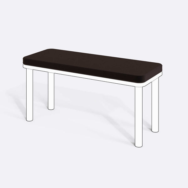Han, Dorrin, Waljan, Gerel ve Kyran Bench Kılıfı - 100 x 38 (Süngerli), Kadife Kahve kumaş kılıf, ürün çizimi üzerinde renk ve doku gösterimi