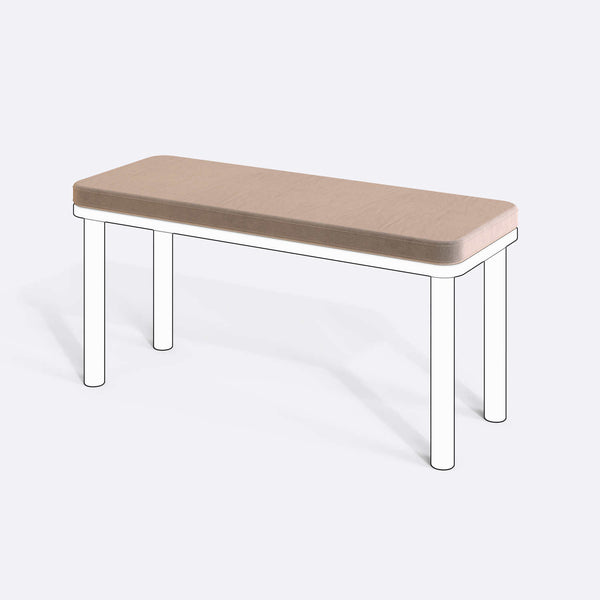 Han, Dorrin, Waljan, Gerel ve Kyran Bench Kılıfı - 100 x 38 (Süngerli), Kadife Kum kumaş kılıf, ürün çizimi üzerinde renk ve doku gösterimi