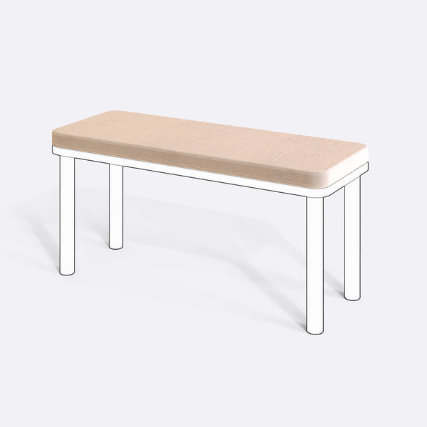 Han, Dorrin, Waljan, Gerel ve Kyran Bench Kılıfı - 100 x 38 (Süngerli), Kadife Ekru kumaş kılıf, ürün çizimi üzerinde renk ve doku gösterimi