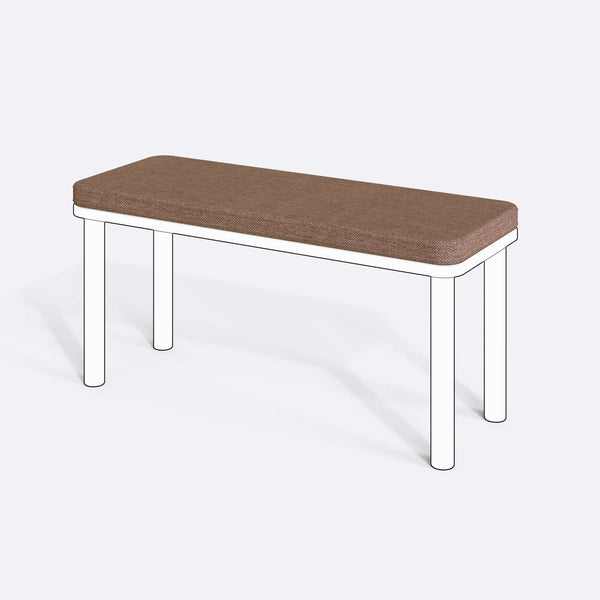 Han, Dorrin, Waljan, Gerel ve Kyran Bench Kılıfı - 100 x 38 (Süngersiz), Keten Kahverengi kumaş kılıf, ürün çizimi üzerinde renk ve doku gösterimi