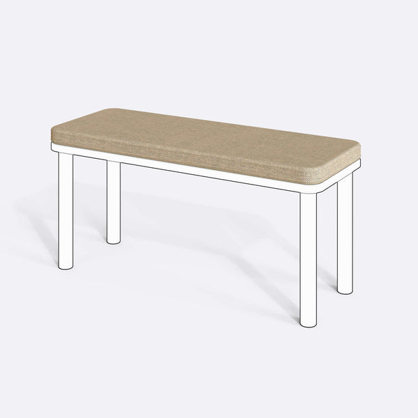Han, Dorrin, Waljan, Gerel ve Kyran Bench Kılıfı - 100 x 38 (Süngersiz), Keten Kum kumaş kılıf, ürün çizimi üzerinde renk ve doku gösterimi