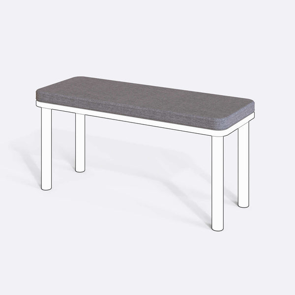 Han, Dorrin, Waljan, Gerel ve Kyran Bench Kılıfı - 100 x 38 (Süngersiz), Keten Gri kumaş kılıf, ürün çizimi üzerinde renk ve doku gösterimi
