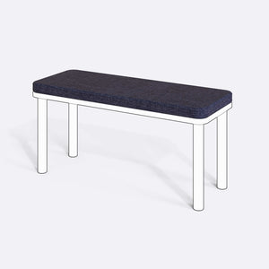 Han, Dorrin, Waljan, Gerel ve Kyran Bench Kılıfı - 100 x 38 (Süngersiz), Keten Lacivert kumaş kılıf, ürün çizimi üzerinde renk ve doku gösterimi
