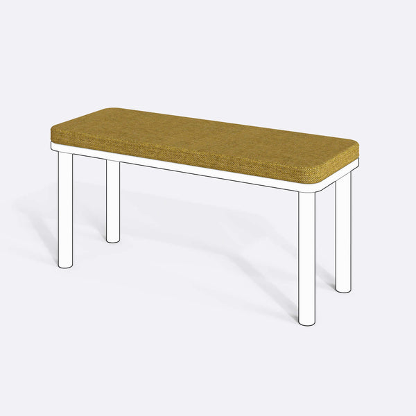 Han, Dorrin, Waljan, Gerel ve Kyran Bench Kılıfı - 100 x 38 (Süngersiz), Keten Sarı kumaş kılıf, ürün çizimi üzerinde renk ve doku gösterimi