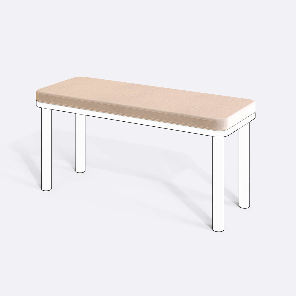 Han, Dorrin, Waljan, Gerel ve Kyran Bench Kılıfı - 100 x 38 (Süngersiz), Kadife Badem kumaş kılıf, ürün çizimi üzerinde renk ve doku gösterimi