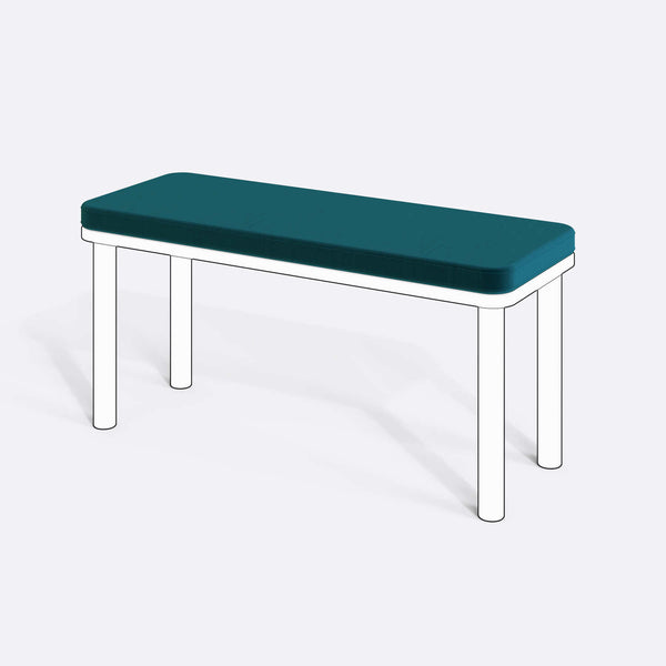 Han, Dorrin, Waljan, Gerel ve Kyran Bench Kılıfı - 100 x 38 (Süngersiz), Kadife Petrol kumaş kılıf, ürün çizimi üzerinde renk ve doku gösterimi