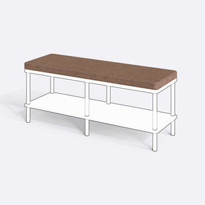 Han, Dorrin, Waljan, Gerel ve Kyran Bench Kılıfı - 120 x 38 (Süngerli), Keten Kahverengi kumaş kılıf, ürün çizimi üzerinde renk ve doku gösterimi