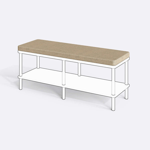 Han, Dorrin, Waljan, Gerel ve Kyran Bench Kılıfı - 120 x 38 (Süngerli), Keten Kum kumaş kılıf, ürün çizimi üzerinde renk ve doku gösterimi