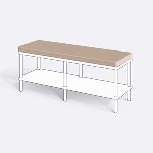 Han, Dorrin, Waljan, Gerel ve Kyran Bench Kılıfı - 120 x 38 (Süngerli), Keten Ekru kumaş kılıf, ürün çizimi üzerinde renk ve doku gösterimi
