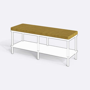 Han, Dorrin, Waljan, Gerel ve Kyran Bench Kılıfı - 120 x 38 (Süngerli), Keten Sarı kumaş kılıf, ürün çizimi üzerinde renk ve doku gösterimi
