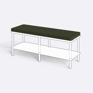 Han, Dorrin, Waljan, Gerel ve Kyran Bench Kılıfı - 120 x 38 (Süngerli), Keten Yeşil kumaş kılıf, ürün çizimi üzerinde renk ve doku gösterimi