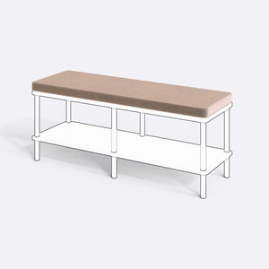 Han, Dorrin, Waljan, Gerel ve Kyran Bench Kılıfı - 120 x 38 (Süngerli), Kadife Kum kumaş kılıf, ürün çizimi üzerinde renk ve doku gösterimi