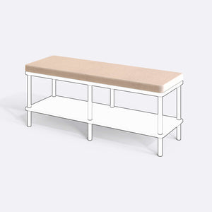 Han, Dorrin, Waljan, Gerel ve Kyran Bench Kılıfı - 120 x 38 (Süngerli), Kadife Ekru kumaş kılıf, ürün çizimi üzerinde renk ve doku gösterimi
