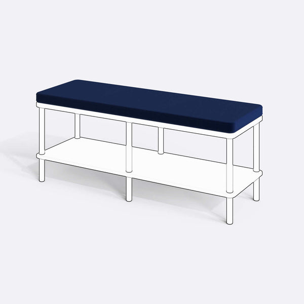 Han, Dorrin, Waljan, Gerel ve Kyran Bench Kılıfı - 120 x 38 (Süngerli), Kadife Lacivert kumaş kılıf, ürün çizimi üzerinde renk ve doku gösterimi