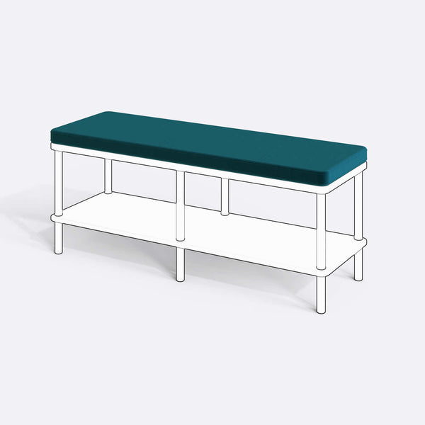 Han, Dorrin, Waljan, Gerel ve Kyran Bench Kılıfı - 120 x 38 (Süngerli), Kadife Petrol kumaş kılıf, ürün çizimi üzerinde renk ve doku gösterimi