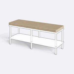 Han, Dorrin, Waljan, Gerel ve Kyran Bench Kılıfı - 120 x 38 (Süngersiz), Keten Kum kumaş kılıf, ürün çizimi üzerinde renk ve doku gösterimi