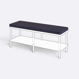 Han, Dorrin, Waljan, Gerel ve Kyran Bench Kılıfı - 120 x 38 (Süngersiz), Keten Lacivert kumaş kılıf, ürün çizimi üzerinde renk ve doku gösterimi