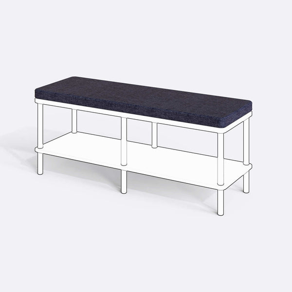 Han, Dorrin, Waljan, Gerel ve Kyran Bench Kılıfı - 120 x 38 (Süngersiz), Keten Lacivert kumaş kılıf, ürün çizimi üzerinde renk ve doku gösterimi